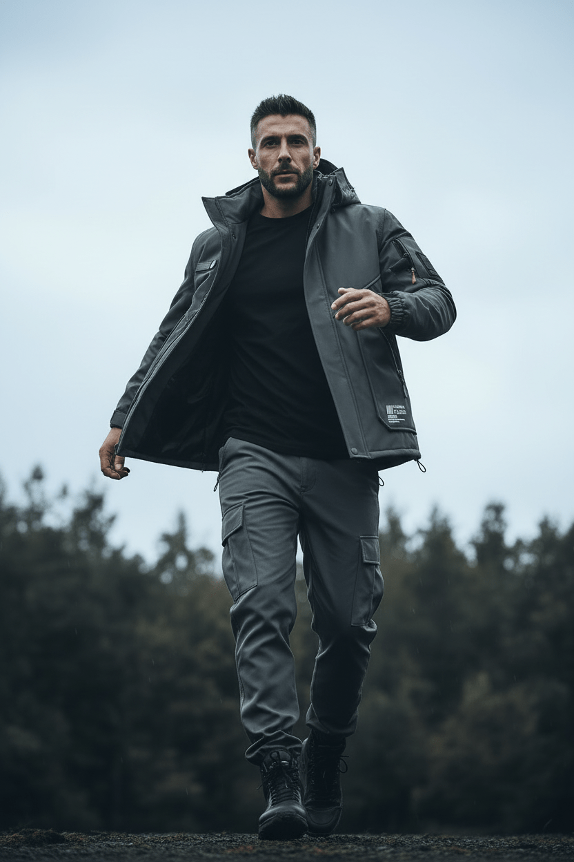 men’s velvet motorcycle jacket back view Menloft