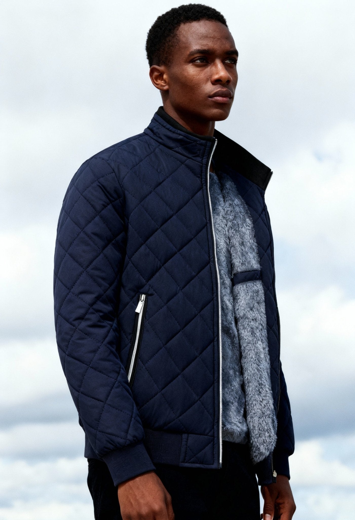 Men's Winter Stand Collar Quilted Jacket - Menloft