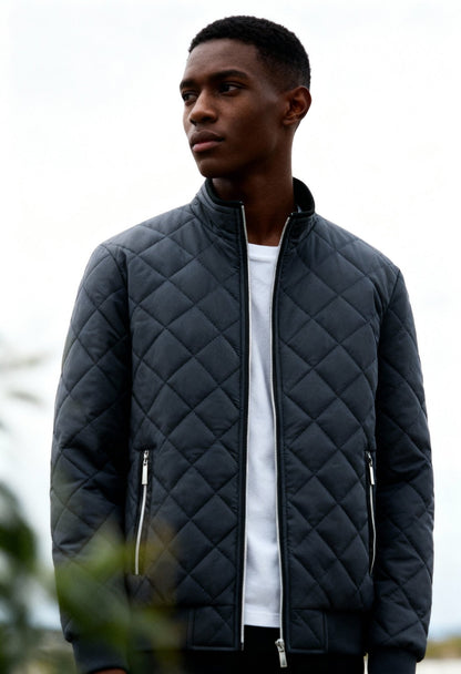 Men's Winter Stand Collar Quilted Jacket - Menloft