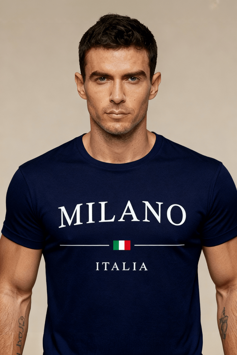 men’s cotton tee front view Menloft