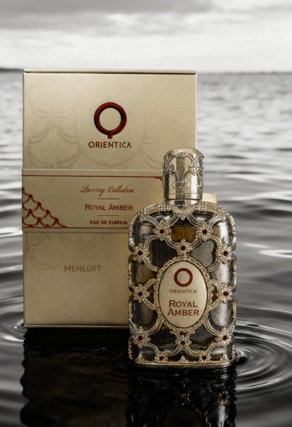 Royal Amber Men's Perfume in gold packaging