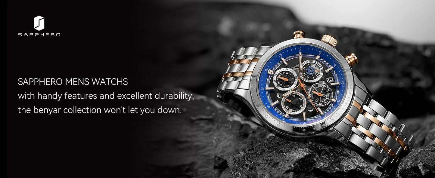 SAPPHERO Chronograph: Elegance & Precision for Modern Men - MENLOFT LLC