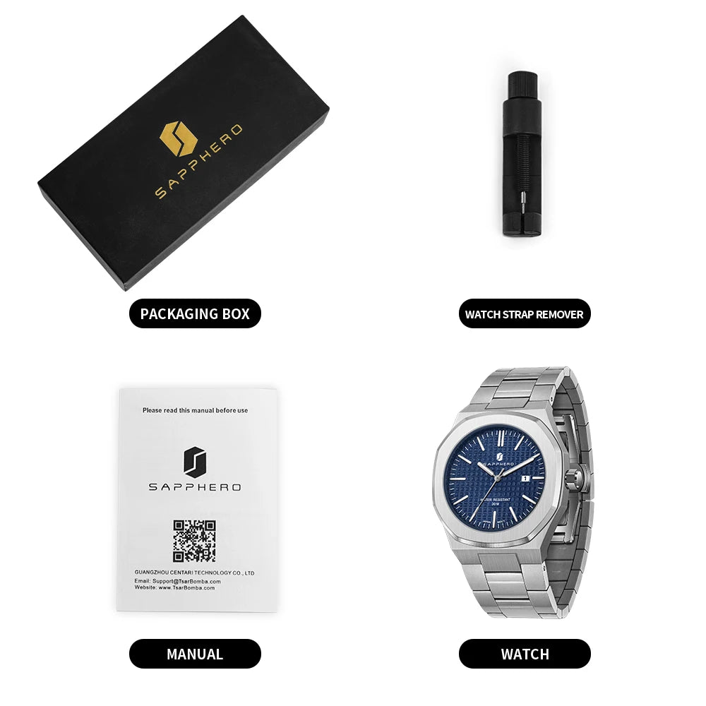 SAPPHERO Chronograph: Elegance & Precision for Modern Men - MENLOFT LLC