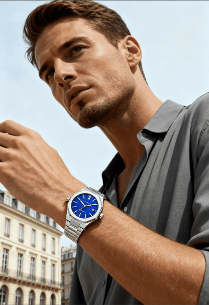 men’s chronograph watch detail shot Menloft