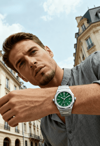 men’s chronograph watch front view Menloft