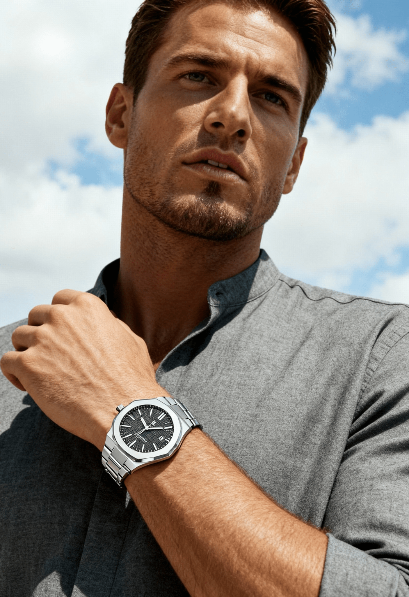 men’s chronograph watch back view Menloft