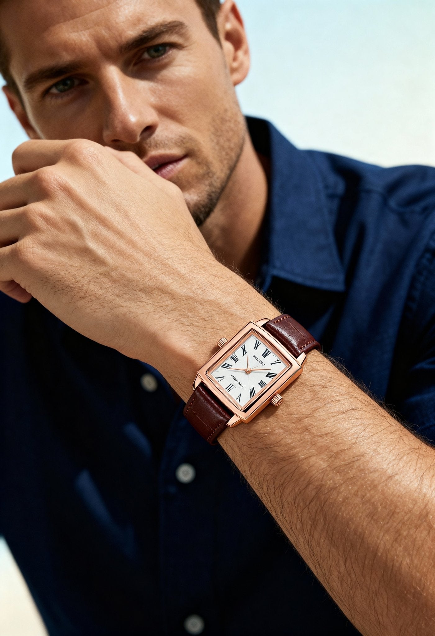 men’s quartz watch front view Menloft