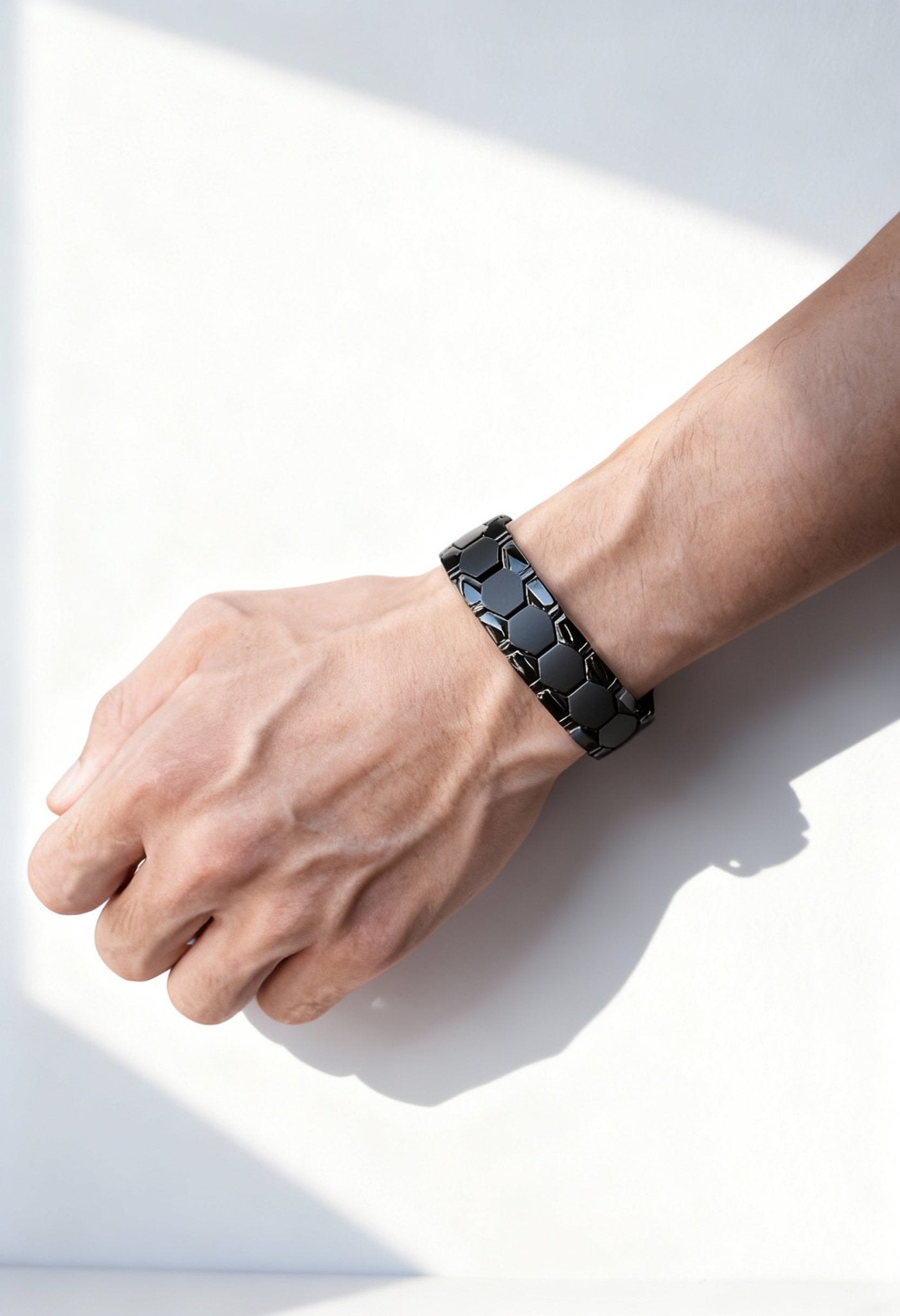 Titanium Steel Soccer Bracelet with Hexagonal Beads - Menloft