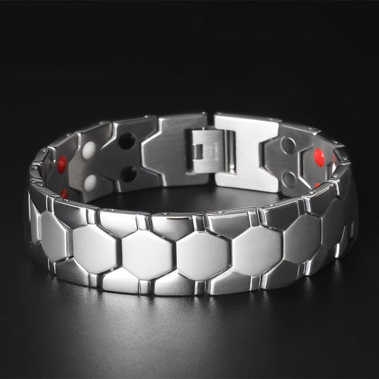 Titanium Steel Soccer Bracelet with Hexagonal Beads - Menloft