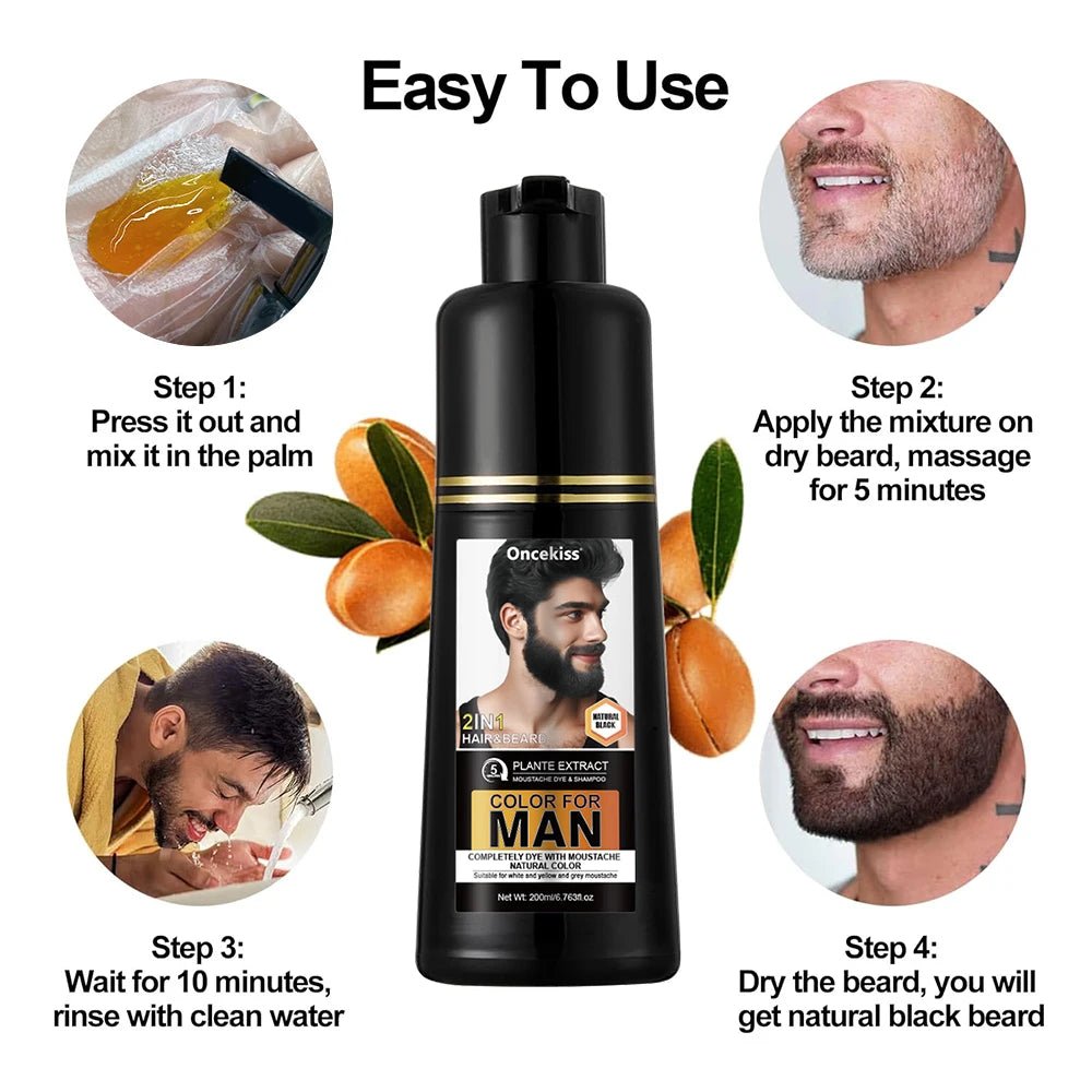 Ultimate Beard & Hair Dye Shampoo - Instant Confidence Boost - MENLOFT LLC