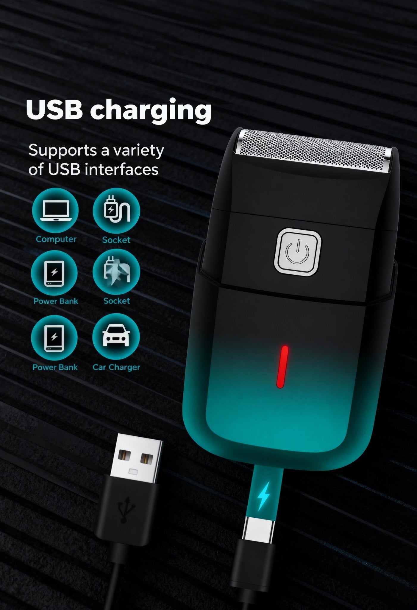 men’s rechargeable shaver back view Menloft