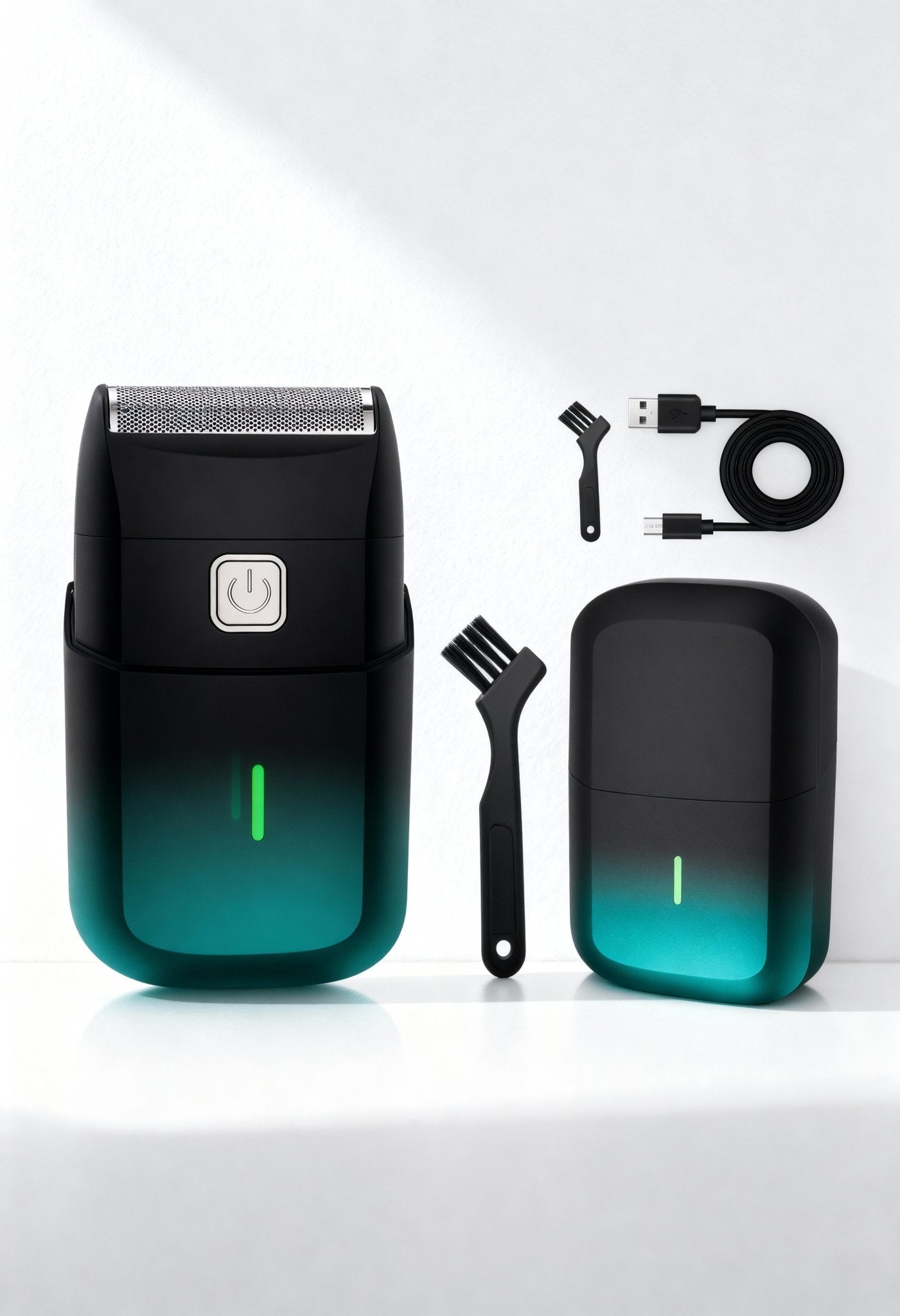 mens-rechargeable-shaver-menloft-on-hand.webp — men’s rechargeable shaver handheld close-up Menloft