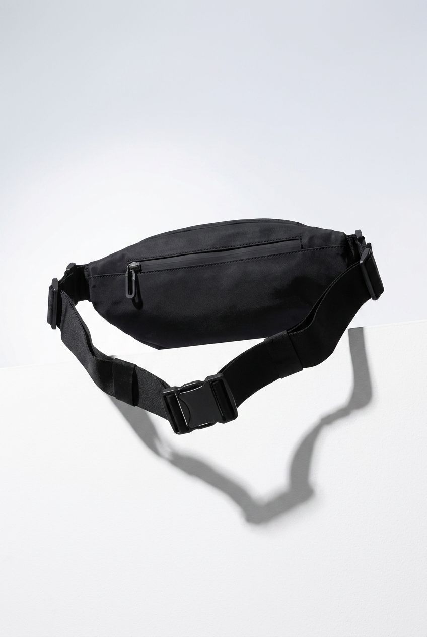 Back view of the waterproof waist pack, highlighting its comfortable and breathable design.